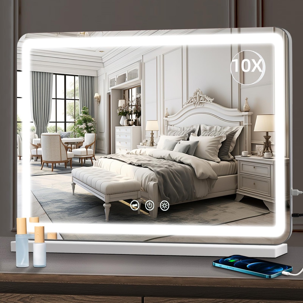 Umeiga Large Hollywood Vanity Mirror with Lights, 100 x 80cm Lighted Makeup Mirror with 19