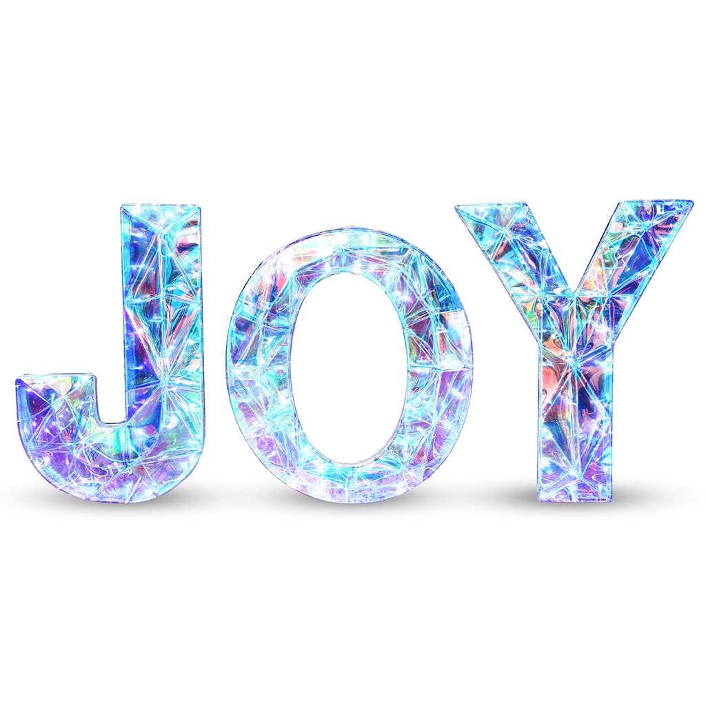 HOYECHI JOY Christmas Decorations Outdoor - 3D Lighted Yard JOY Sign with 135 Lights, Prism