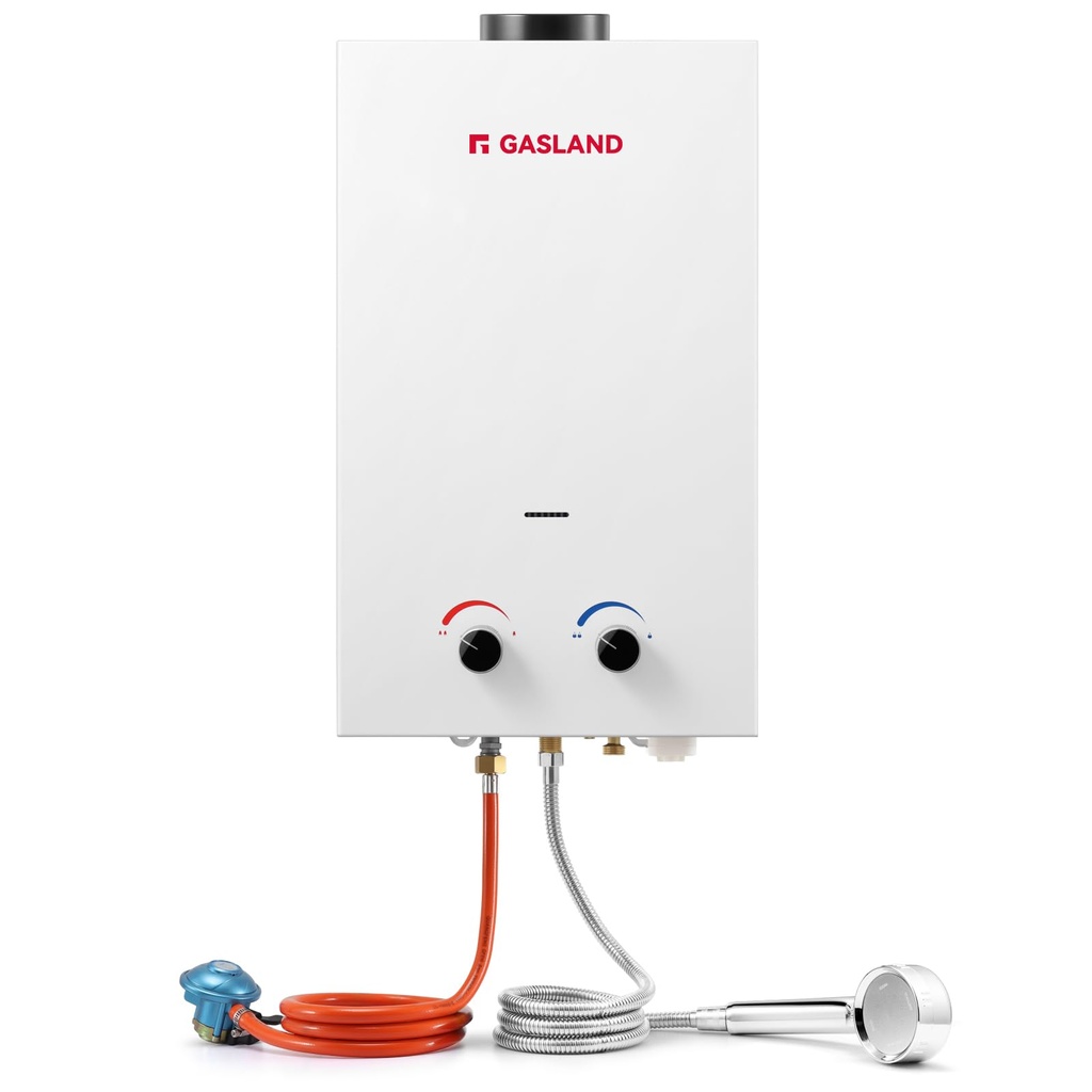 GASLAND BS264 10L Gas Water Heater, 30/37mbar Tankless Propane Water Heater, Instant LPG Ga