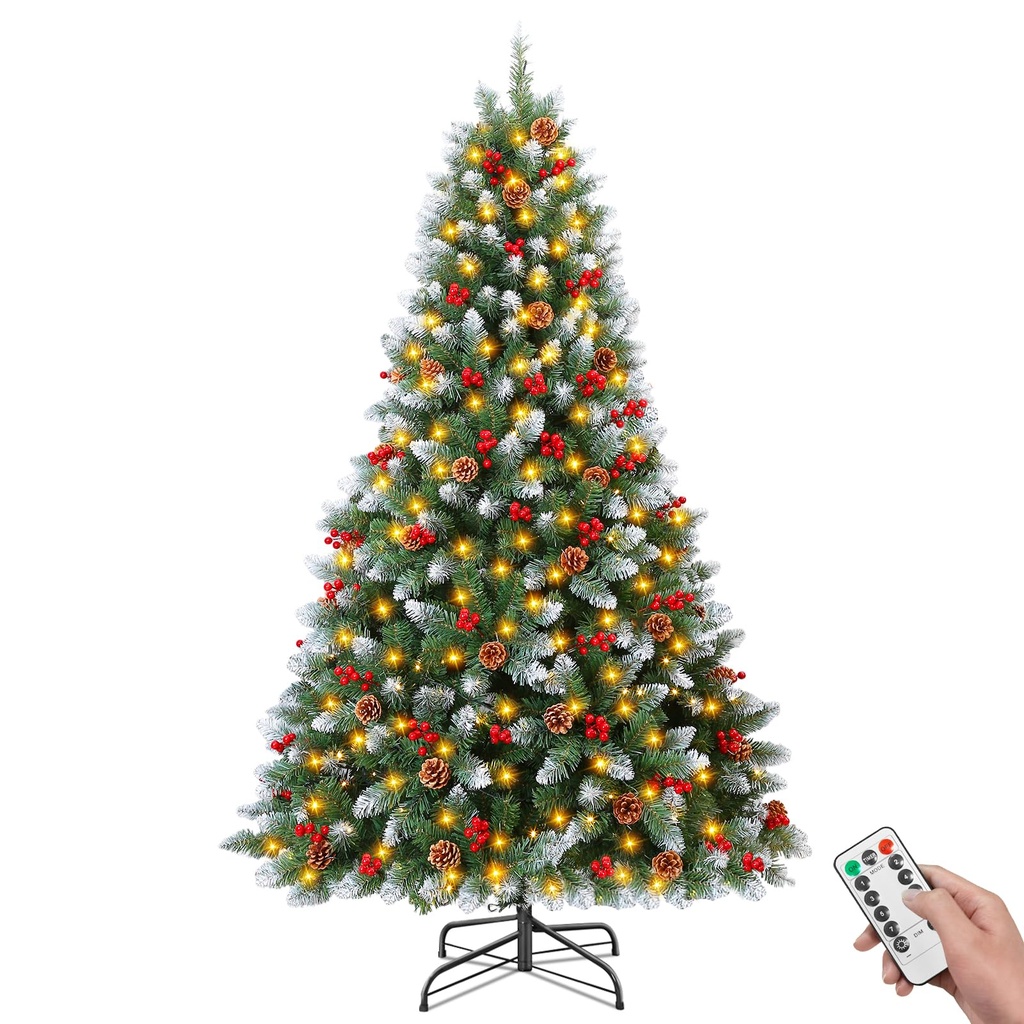 Rollingsurfer 5ft Pre-lit Artificial Christmas Tree, Frosted Pencil Slim Christmas Tree