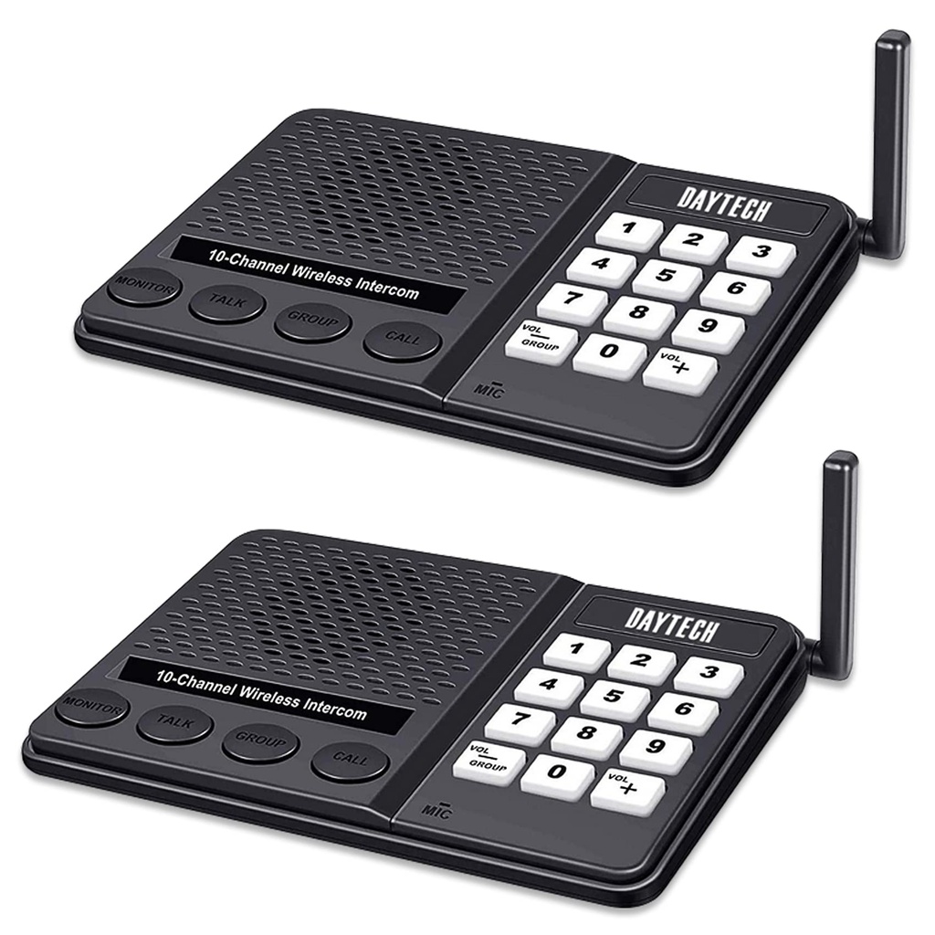 DAYTECH Wireless Intercom for Home Office Elderly System 1/2 Mile Long Range 10 Channel Room