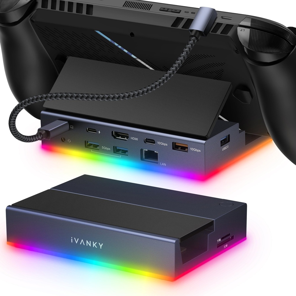 iVANKY 14-in-1 RGB 4K@120Hz Docking Station for Steam Deck OLED/ROG Xbox Ally X/Lenovo