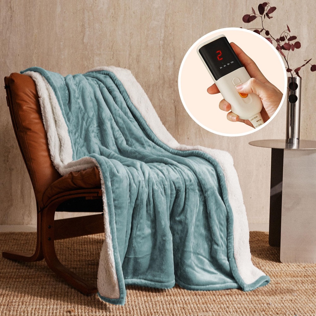 JET'S HOME Electric Blanket 130x160cm - Heated Blanket 6 Heat Settings Digital Controller