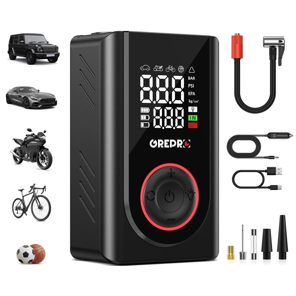 Tyre Inflator Air Compressor, 150 PSI Cordless Tyre Inflator, 12V DC Car Tyre Pump