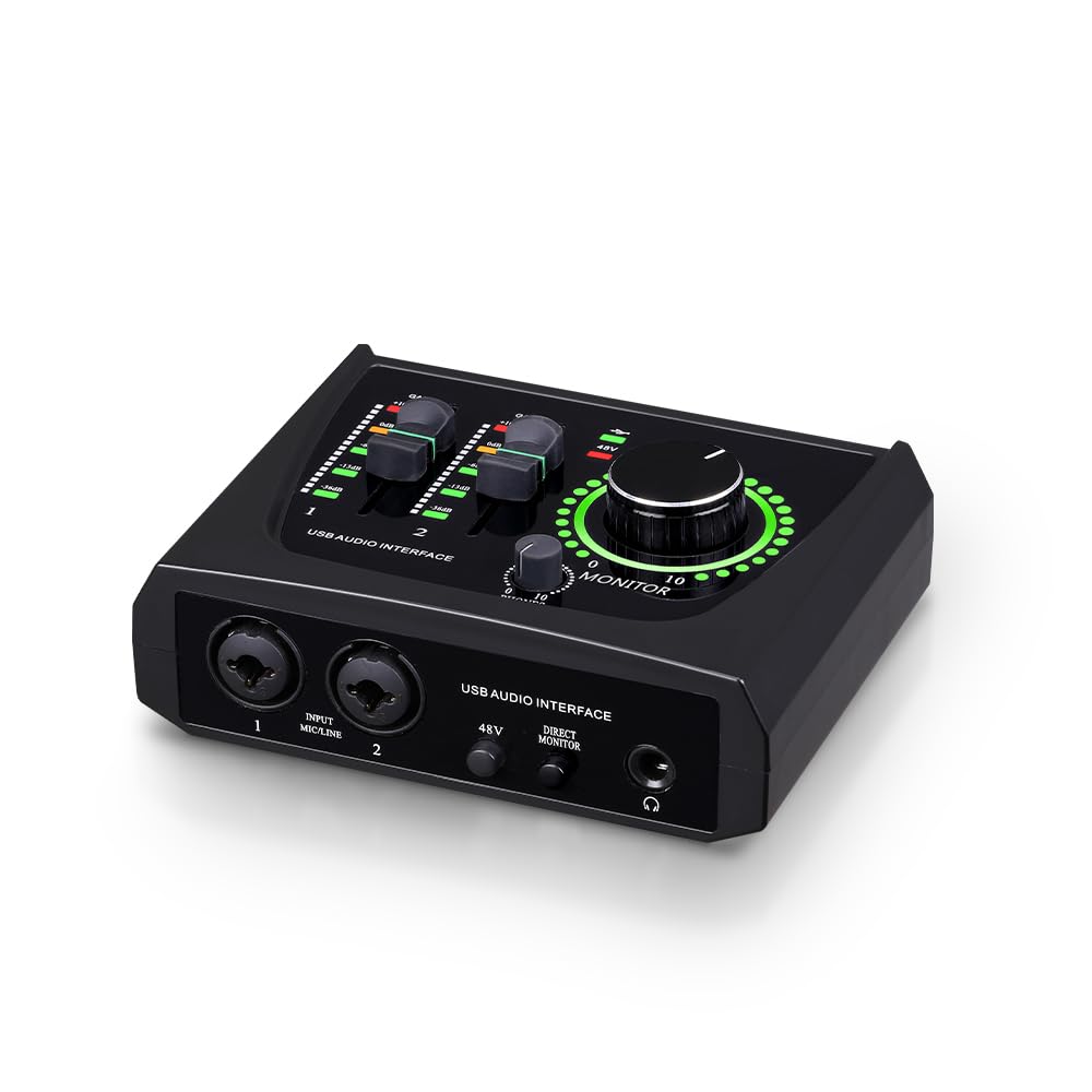 BOMGE mini 2 Channel USB Audio Interface for Recording, Streaming and Podcasting, with XLR/