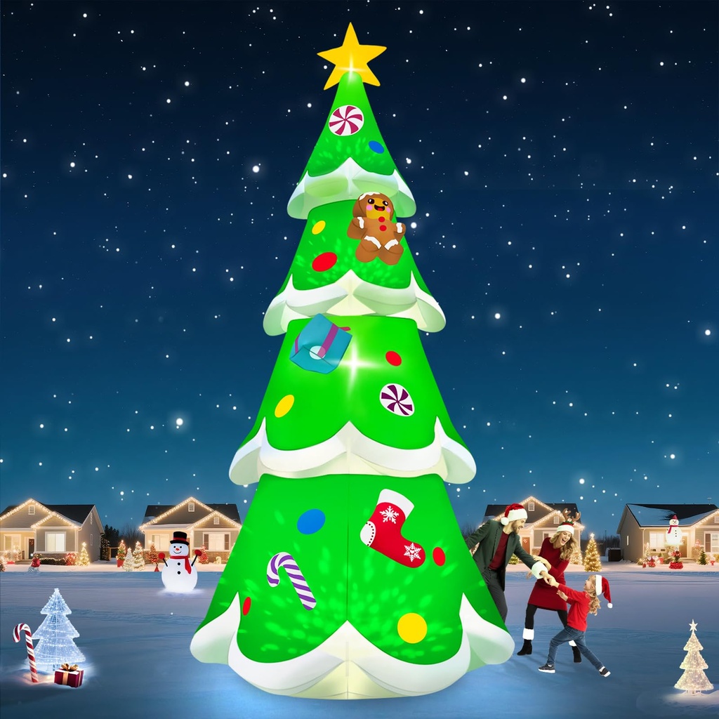 20 Feet Christmas Tree Inflatable, Kalolary Massive Inflatable Christmas Tree with Gingerbr