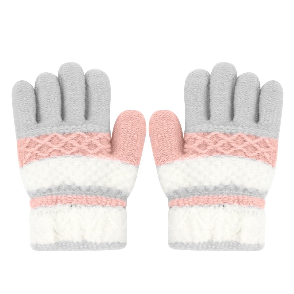 ALLY-MAGIC Kids Gloves, Knit Gloves for Winter, Stretchy Kids Mittens Full Finger for Child