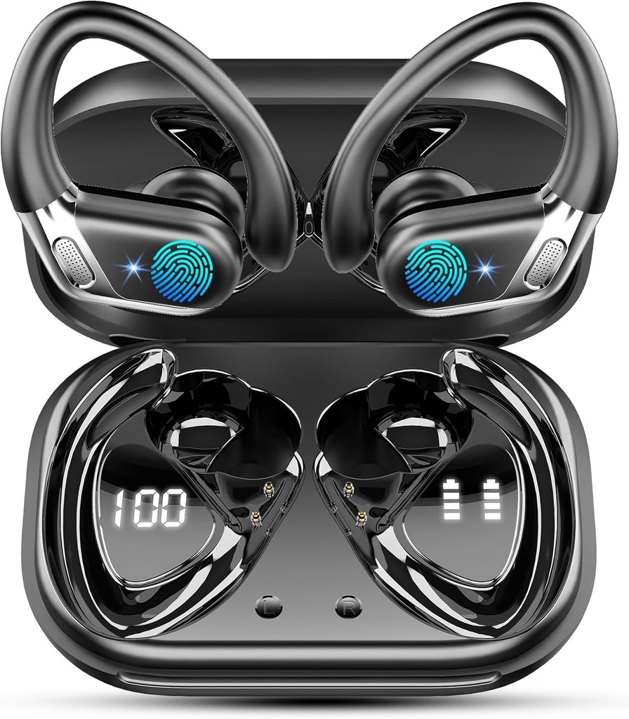 Wireless Earbuds, Bluetooth 5.4 Headphones Sports, 50 Hours Long Battery Life, Dual LED Dis