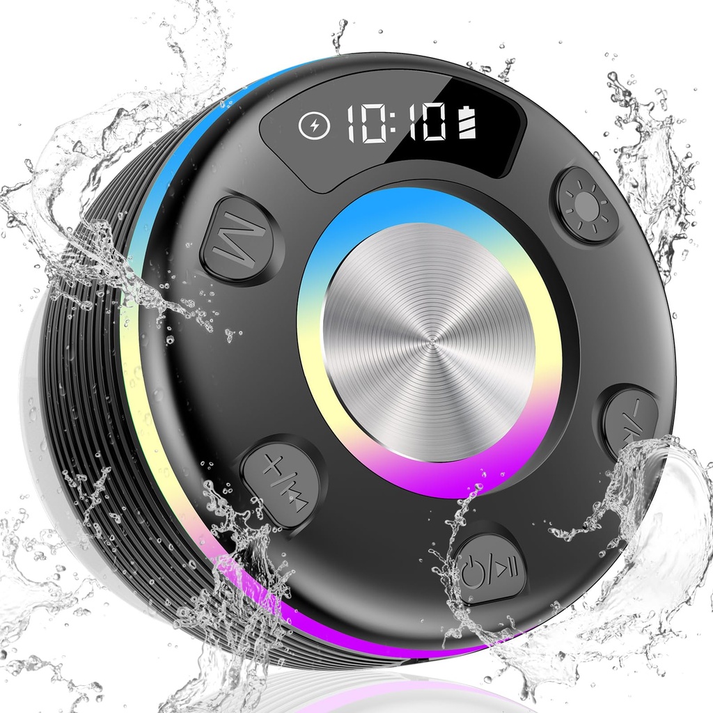 OYIB Bluetooth Shower Speaker, Portable Bluetooth Speaker with 360Ã‚Â° Surround Sound, RGB