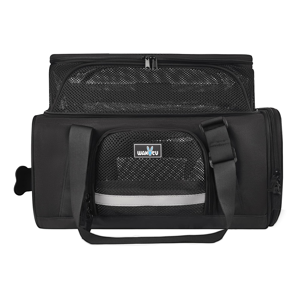 Wakytu Expandable Pet Carrier, Airline Approved Cat Carrier Travel Soft-Sided Dog Carrier w