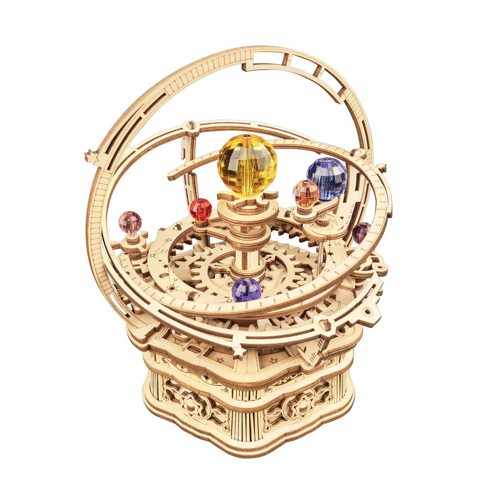 ROKR 3D Wooden Puzzle Starry Night Music Box,Mechanical Model Kits for Adult to Build,DIY B