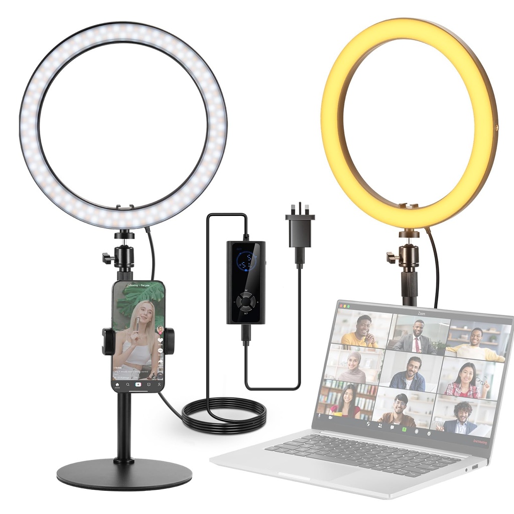 NEEWER 12" 24W High Power Desk Ring Light with Stand/Phone Holder, LED Selfie Video Confere