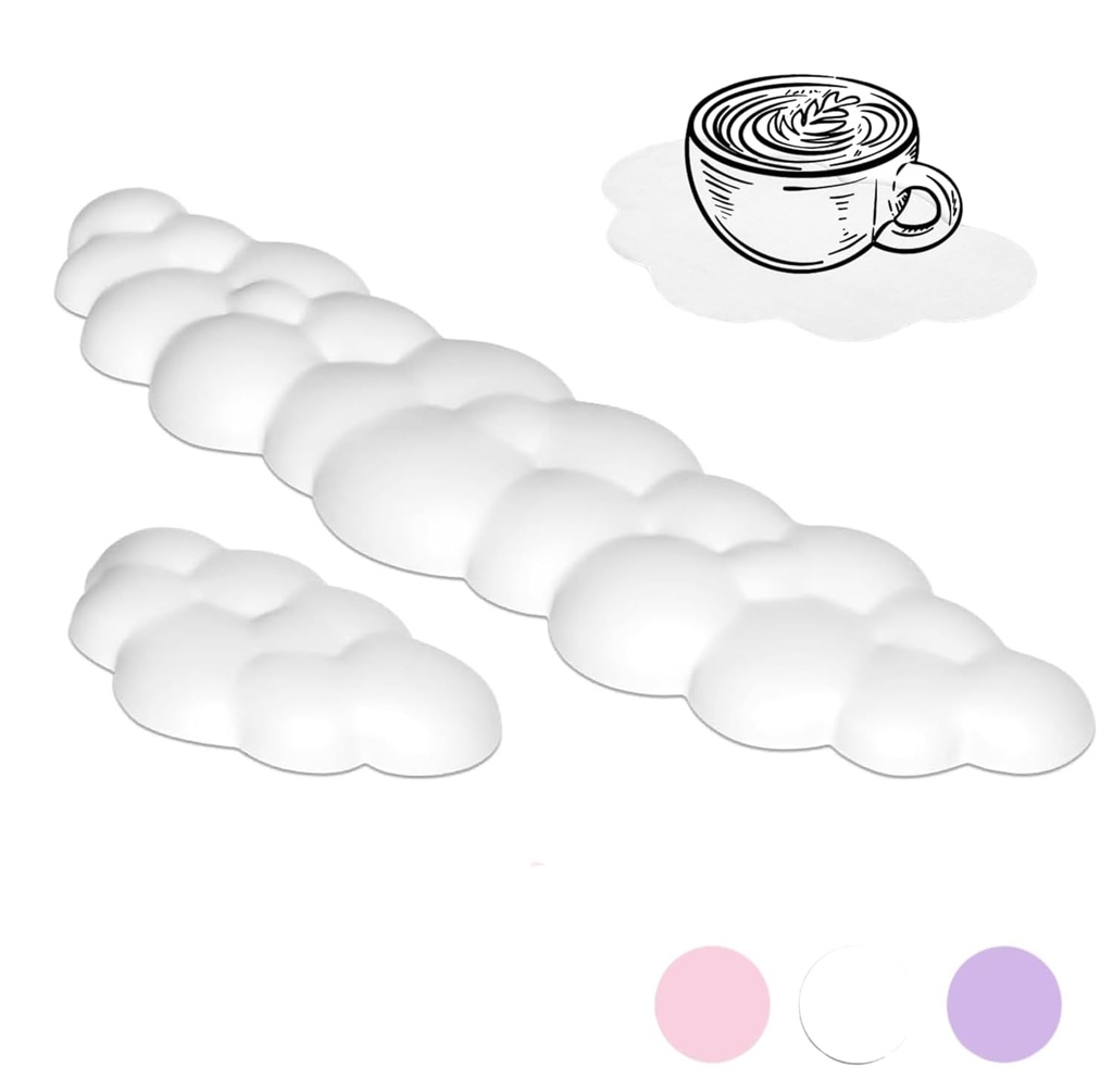 ZIBLY 3-in-1 Cloud Wrist Rest Set, Ergonomic PU Memory Foam Keyboard Wrist Rest & Mouse Wrist Rest