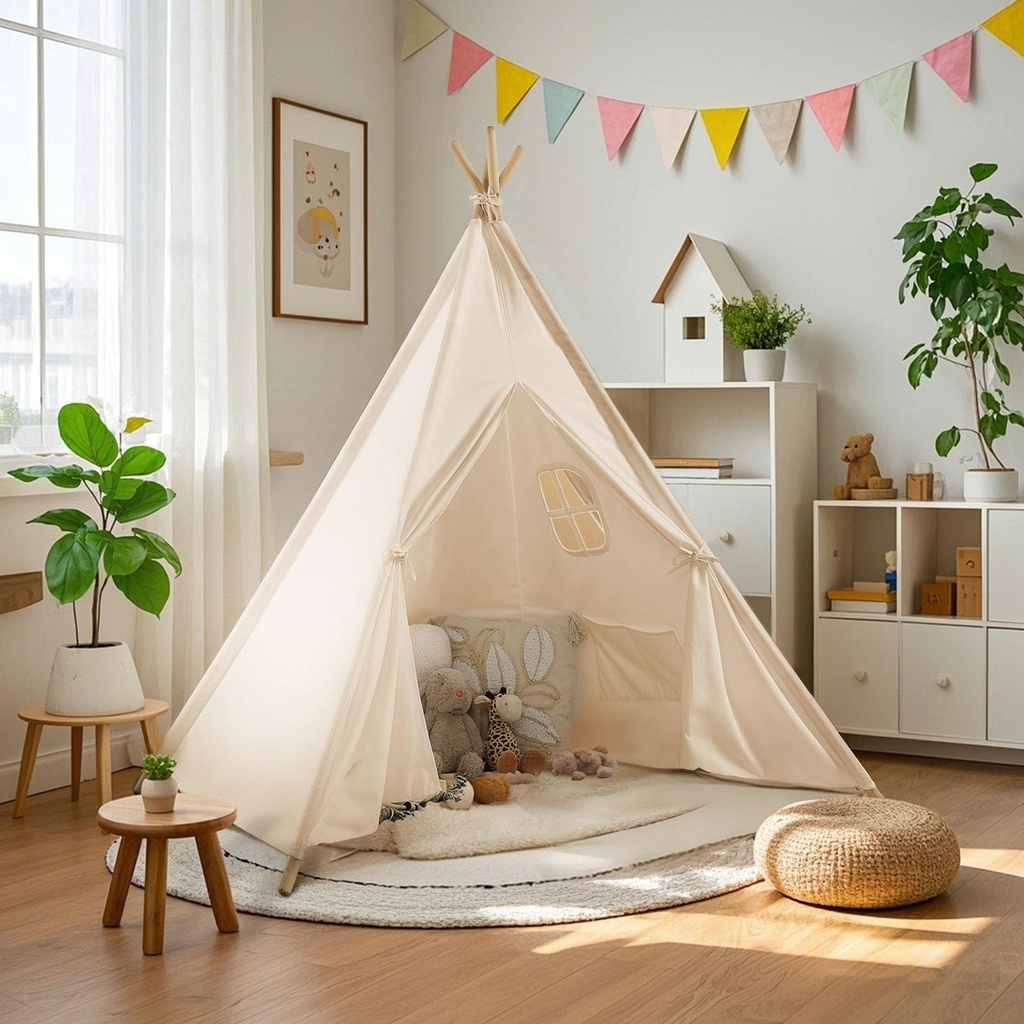 Wilwolfer Teepee Tent for Kids Foldable Children Play Tent for Girl and Boy with Carry Case