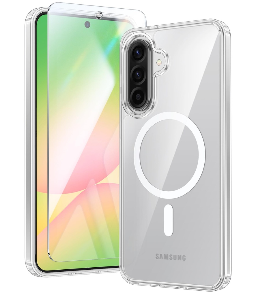 FNTCASE for Samsung Galaxy A56-5G Case: Clear Magnetic Military Grade Drop Protection Anti