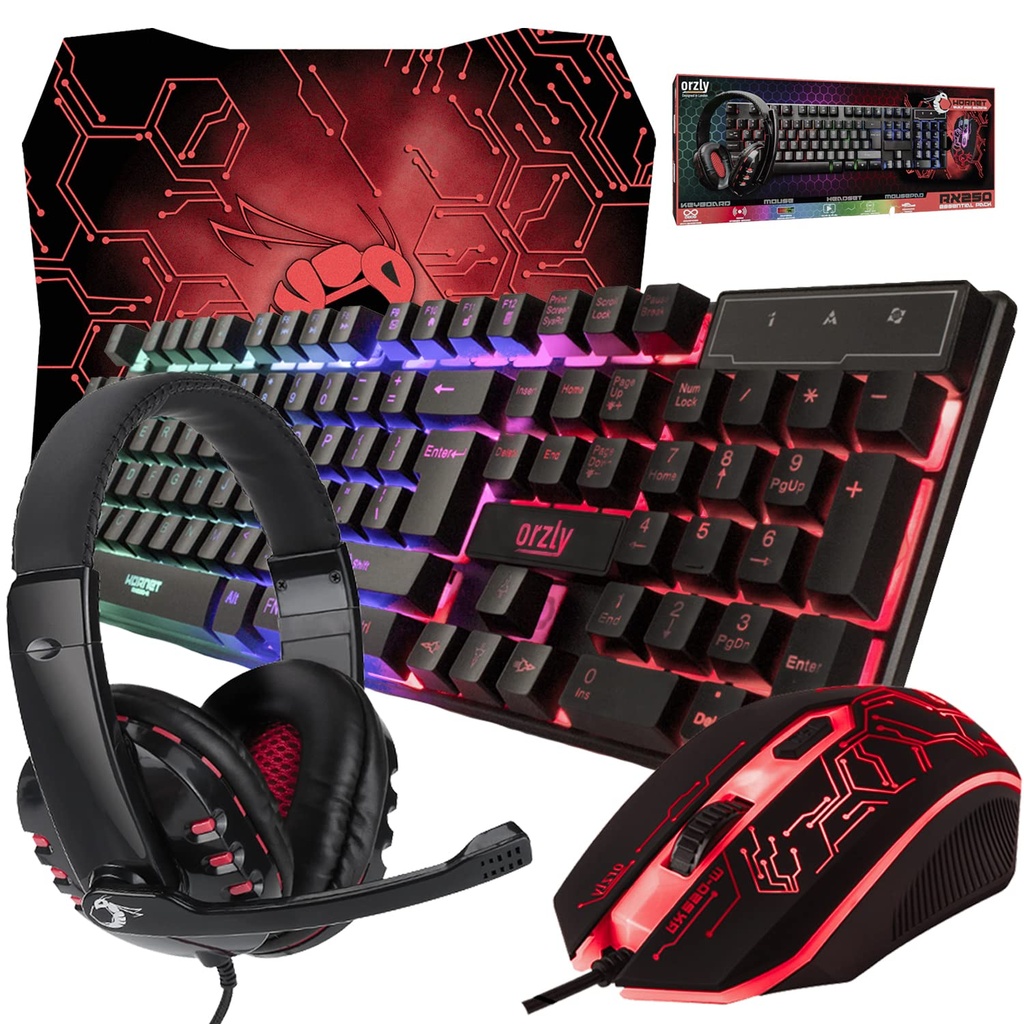 Gaming Keyboard and Mouse and Mouse pad and Gaming Headset, Wired LED RGB Backlight Bundle