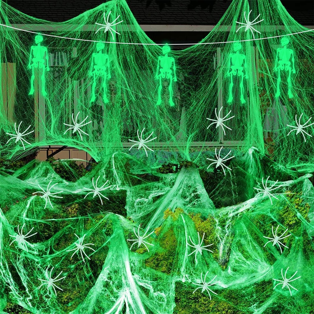 JCGJC Cover 550sft Spider Webs Halloween Decorations,120G Cobweb Glow in The Dark Halloween