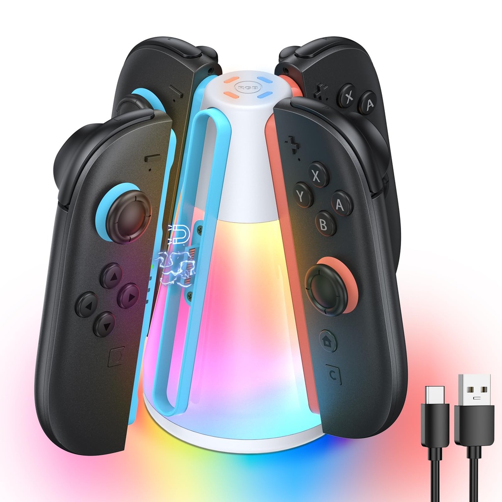 FASTSNAIL Charging Dock for Nintendo Switch 2 (2025) for Joy-Con, 4 in 1 Charger Station fo