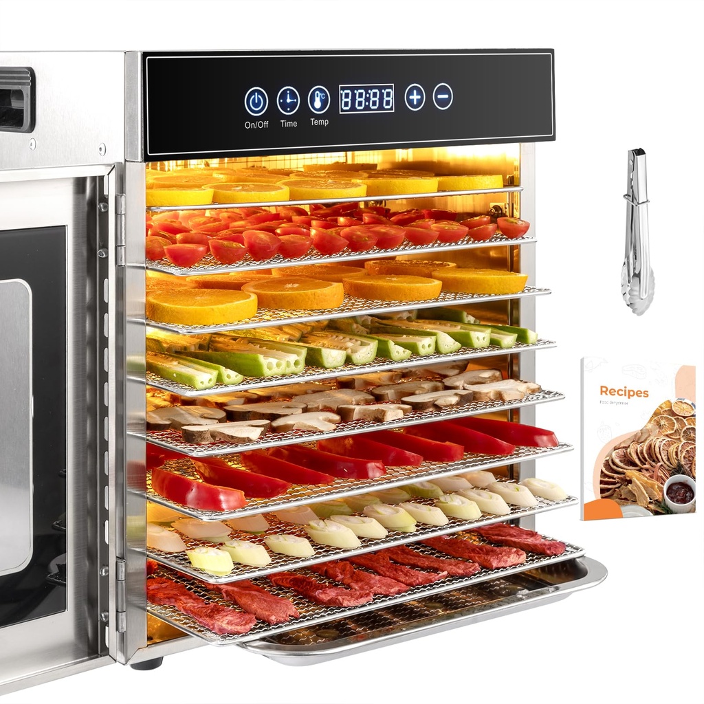 Kwasyo 8 Tray Stainless Steel Food Dehydrator, Dryer uk with 30-90C Adjustable Thermostat