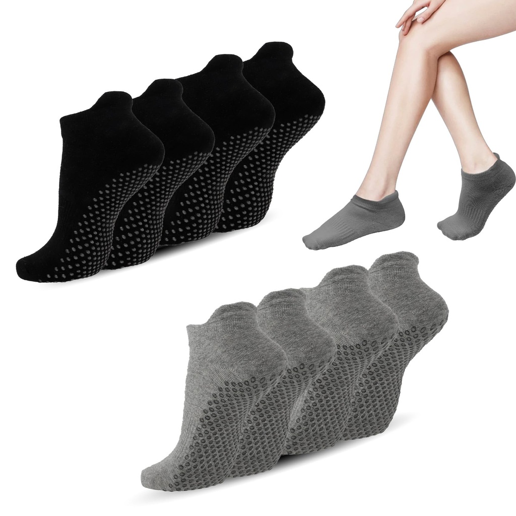 loacuony 4 Pairs Yoga Socks,Pilates Socks - Full Toe Ankle Support For Yoga, Ballet, Dance