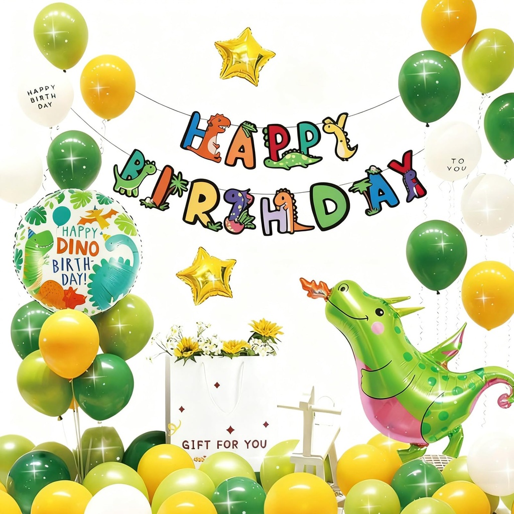 Dinosaur Birthday Decorations Ã¢Â€Â“ 42 Pcs Dinosaur Party Supplies Set with Happy Birthday