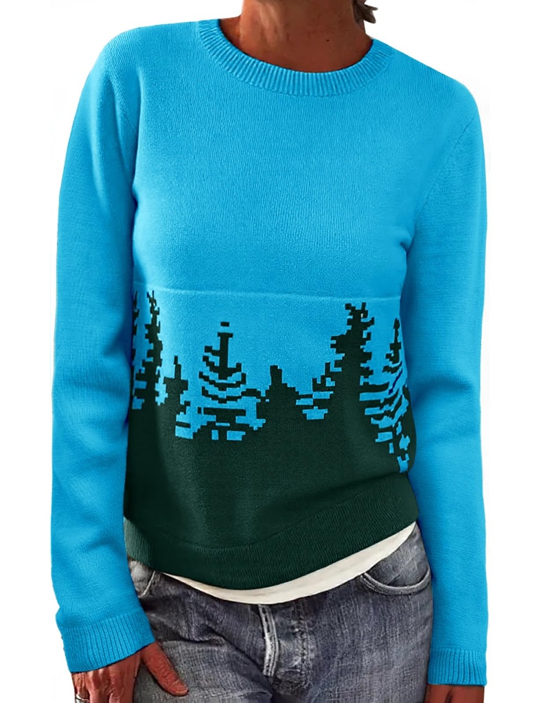 heekpek Women's Jumpers Crew Neck Knitted Jumper Tops Stylish Alpaca Fair Isle Christmas Ju