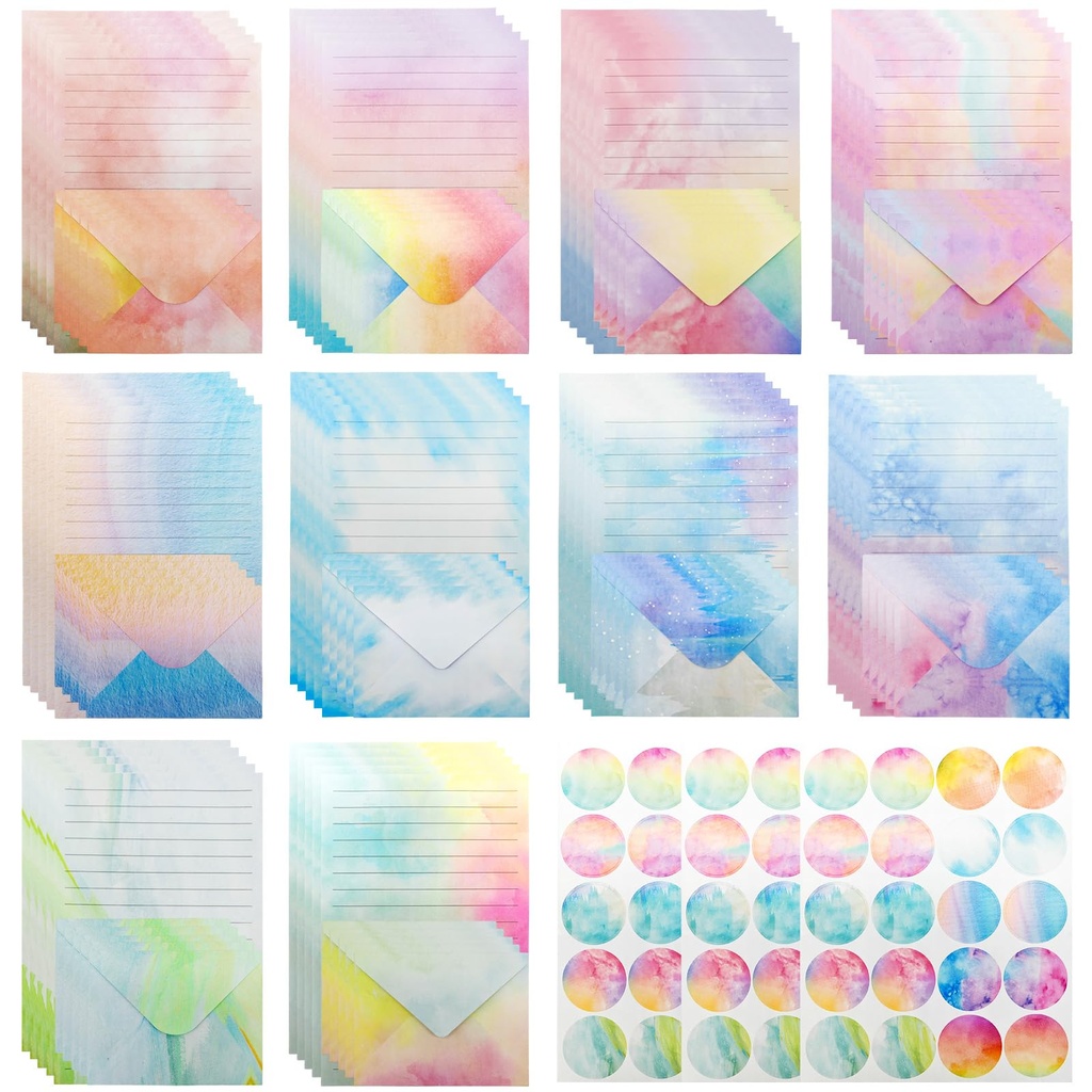 160 pcs Writing Stationery Paper with Envelopes Watercolor Letter Paper for Letters 50 Line