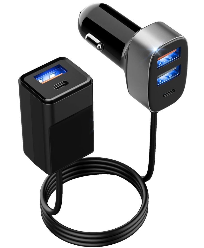 ZOETEC USB C Car charger, 78W Super Fast Charge, QC3.0 & PD 30W Cigarette Lighter 5 Multi P