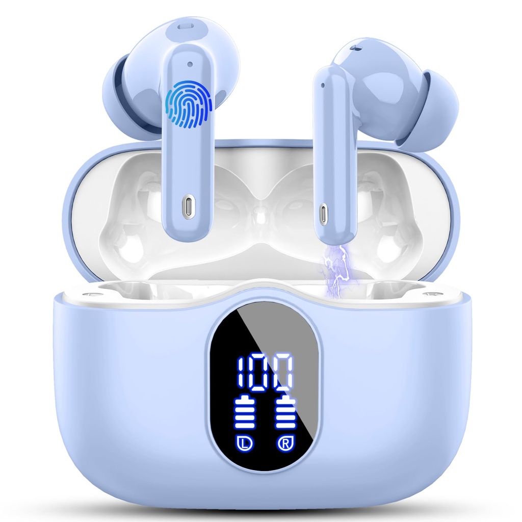 Wireless Earbuds, Bluetooth 5.4 Headphones In Ear with 4 ENC Mic, Ear Buds Noise Cancelling