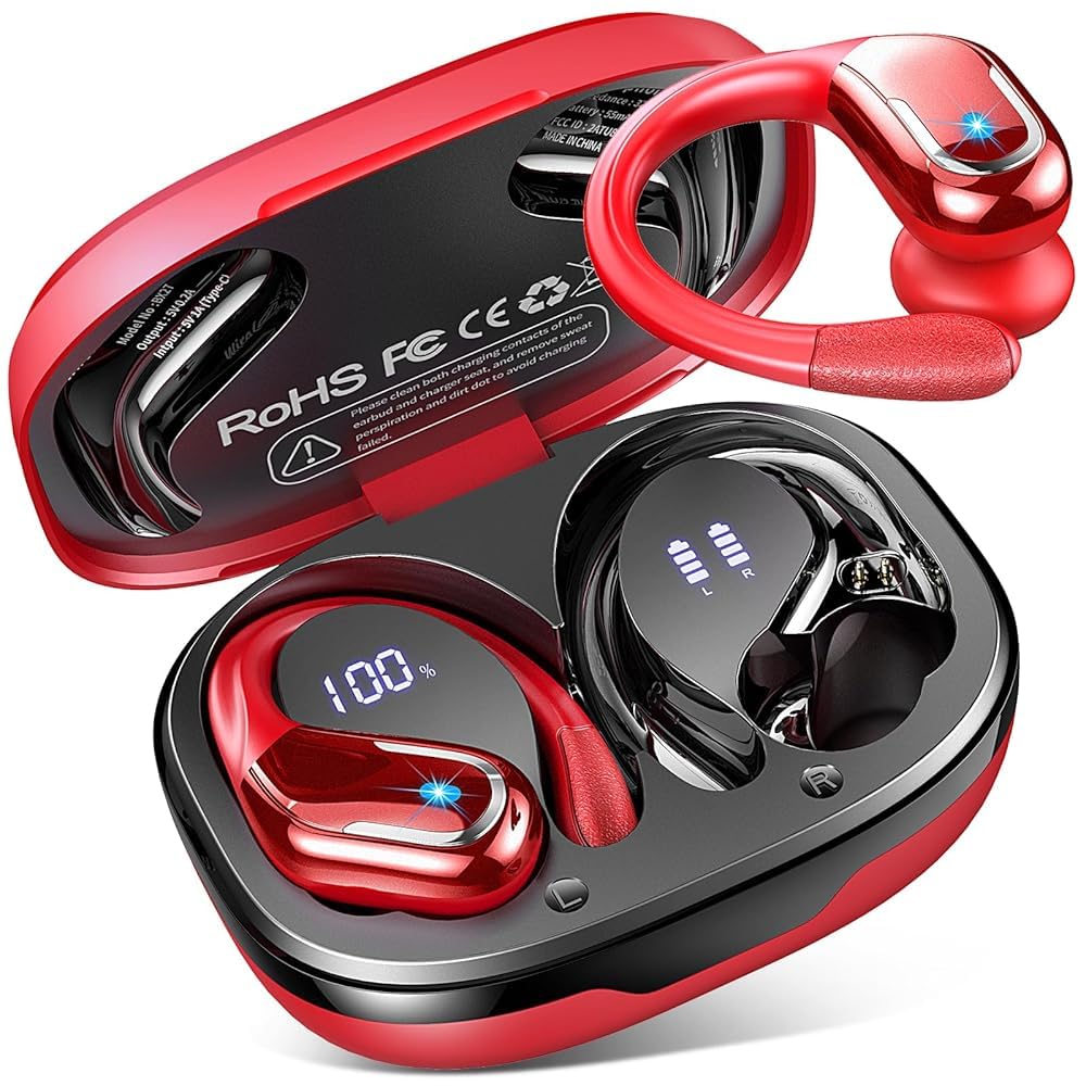Wireless Earbuds, 75H Bluetooth 5.4 Headphones Sports with ENC Mic, Stereo Noise Cancelling