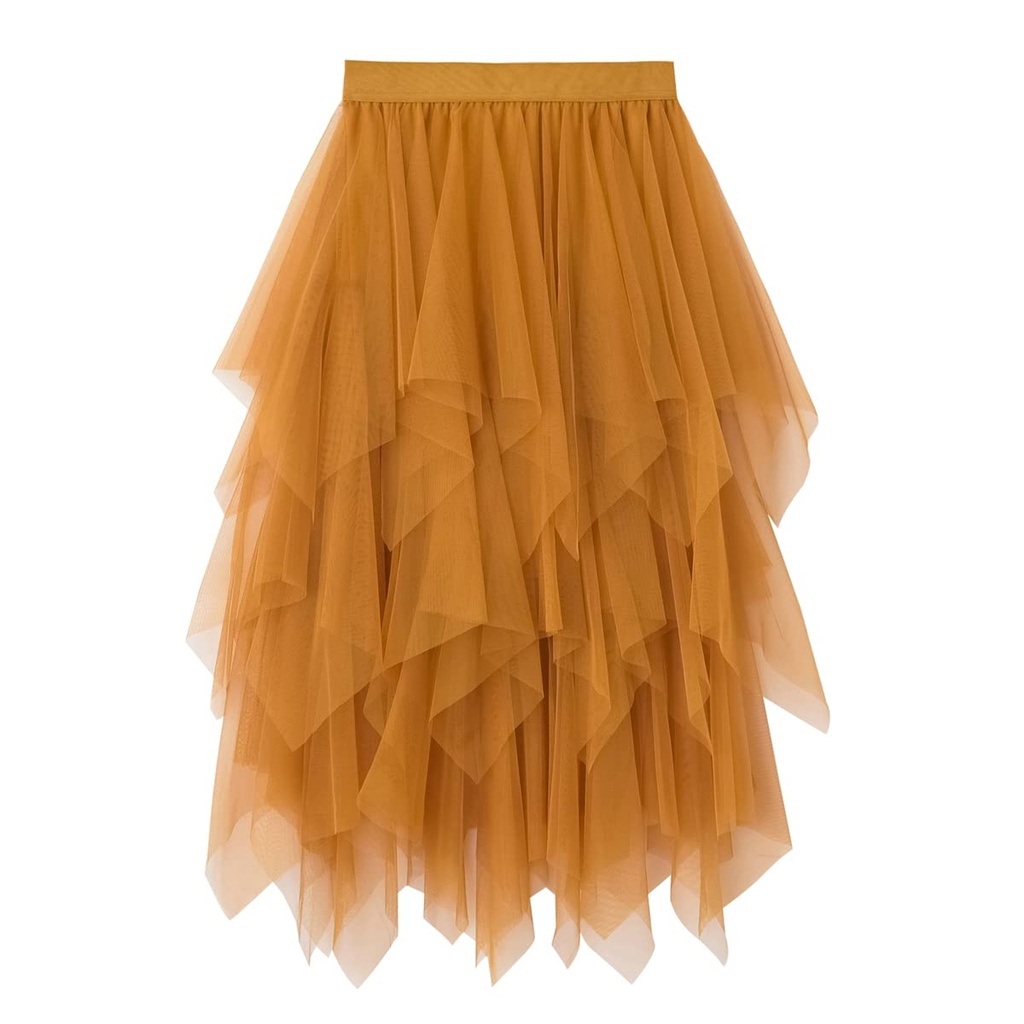 Kukeyiee Women's Skirt Tulle Tutu Irregular Underskirt Layered Skirt Ballet Prom Party Plea