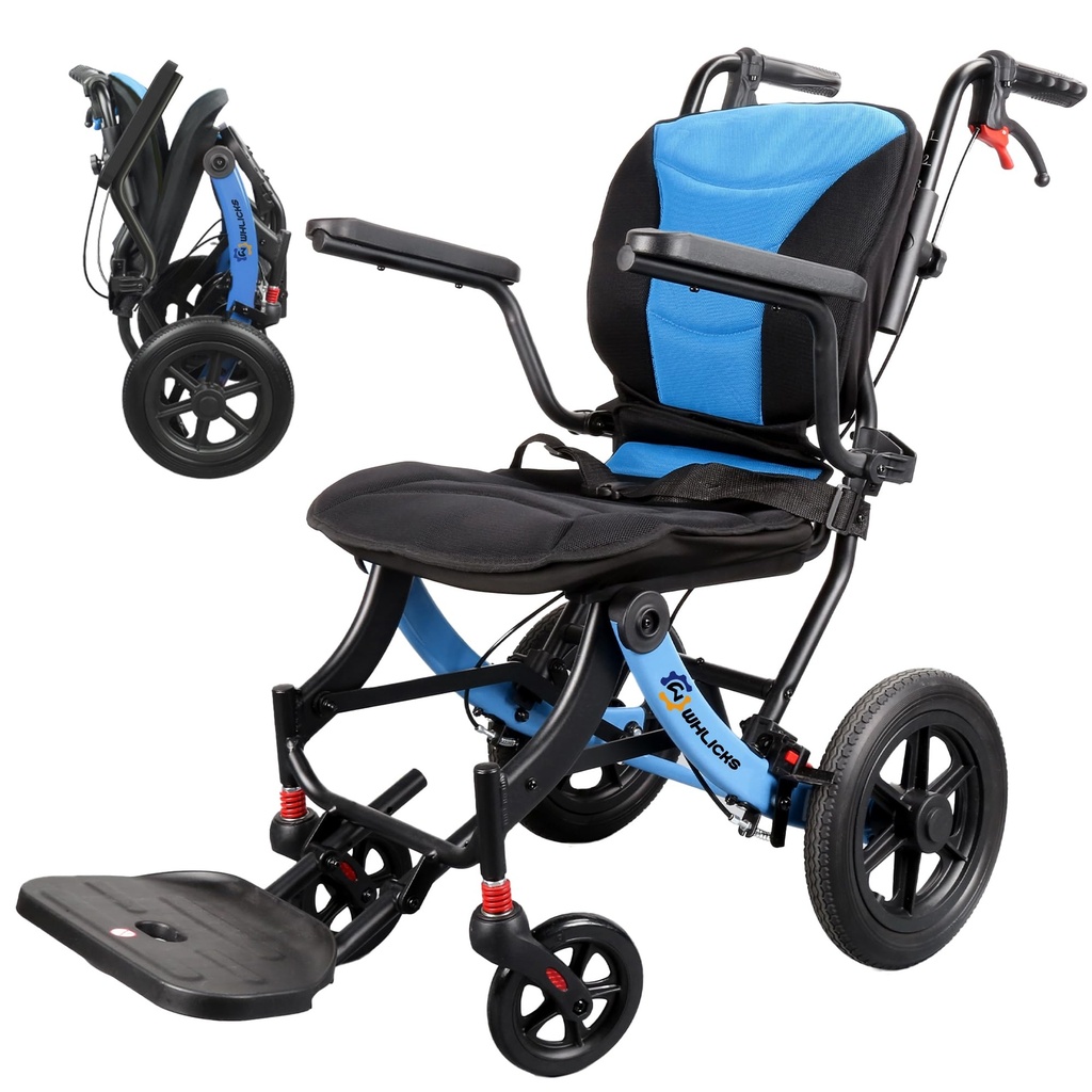 Foldable Wheelchair, Lightweight (8.8 kg) with Telescopic Handle, Ultra-Lightweight Foldable