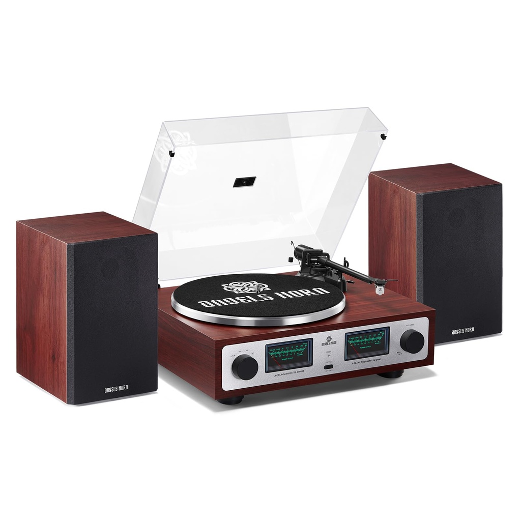 Vintage Record Player, Bluetooth HiFi Turntable with Bookshelf Speakers