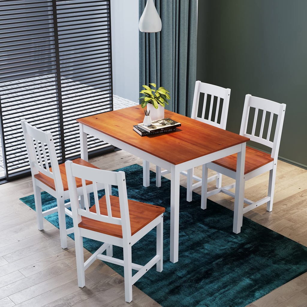 ZANOFIRA Dining Set 4 Seater Kitchen Dining Table Set with Chairs Pine Wood Dinner Set