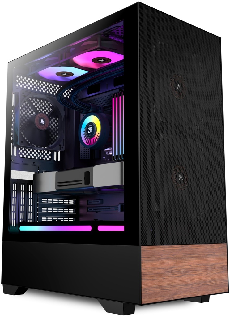 PCZZOI PC CASE ATX 3 Case Fans Pre-Installed, Mid Tower Computer Case with Tempered Glass,