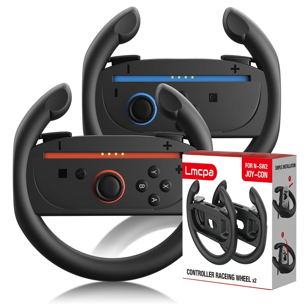 Lmcpa 2 Pack Steering Wheels for Nintendo Switch 2 Joy-Cons, Racing Wheels 