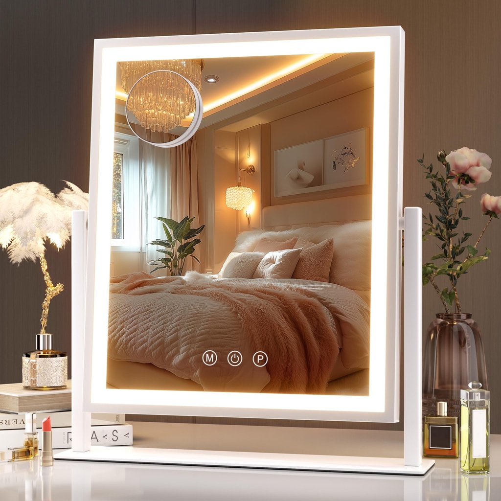 Hasipu Vanity Mirror with Lights, 29 x 35cm LED Makeup Mirror, Light up Mirror with Smart 
