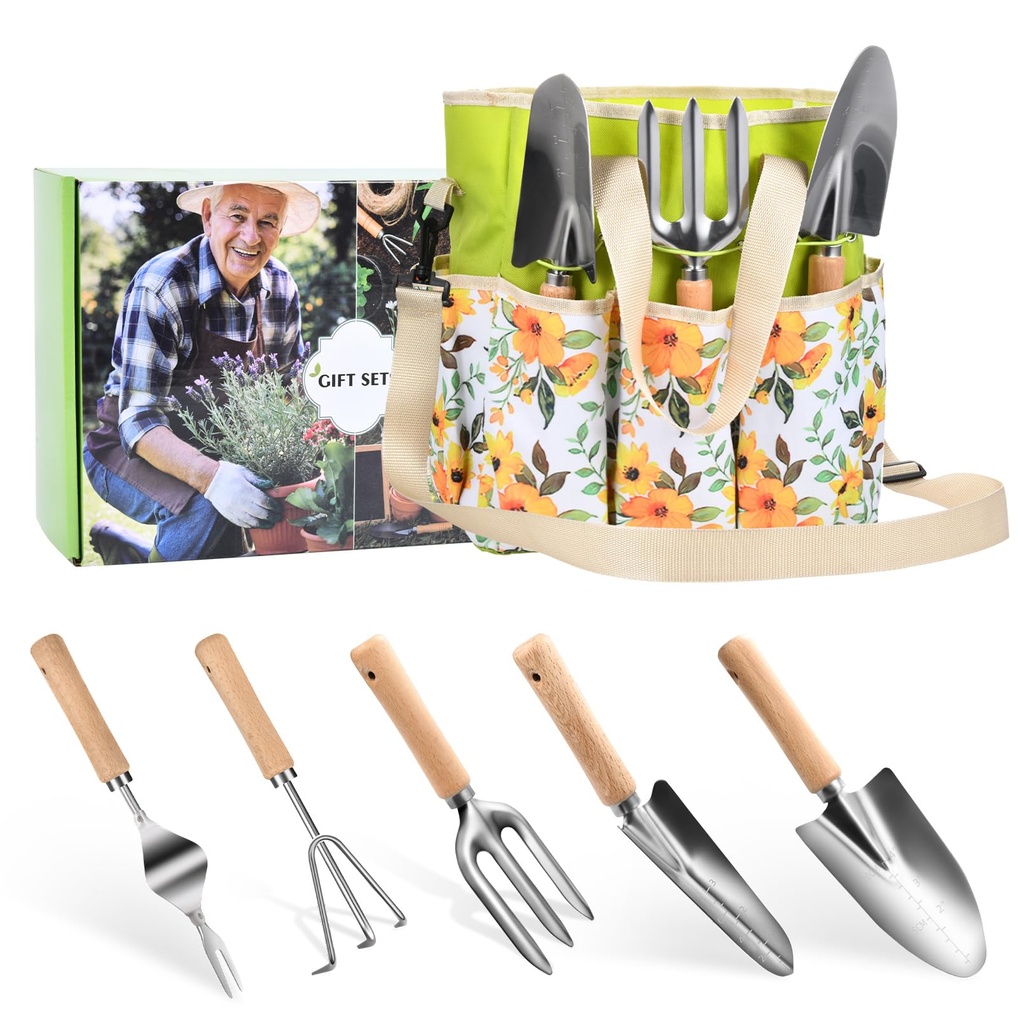 Garden Tools Set, Gardenging Gifts for Men Fathers Day, Heavy Duty Gardening Hand Tools 