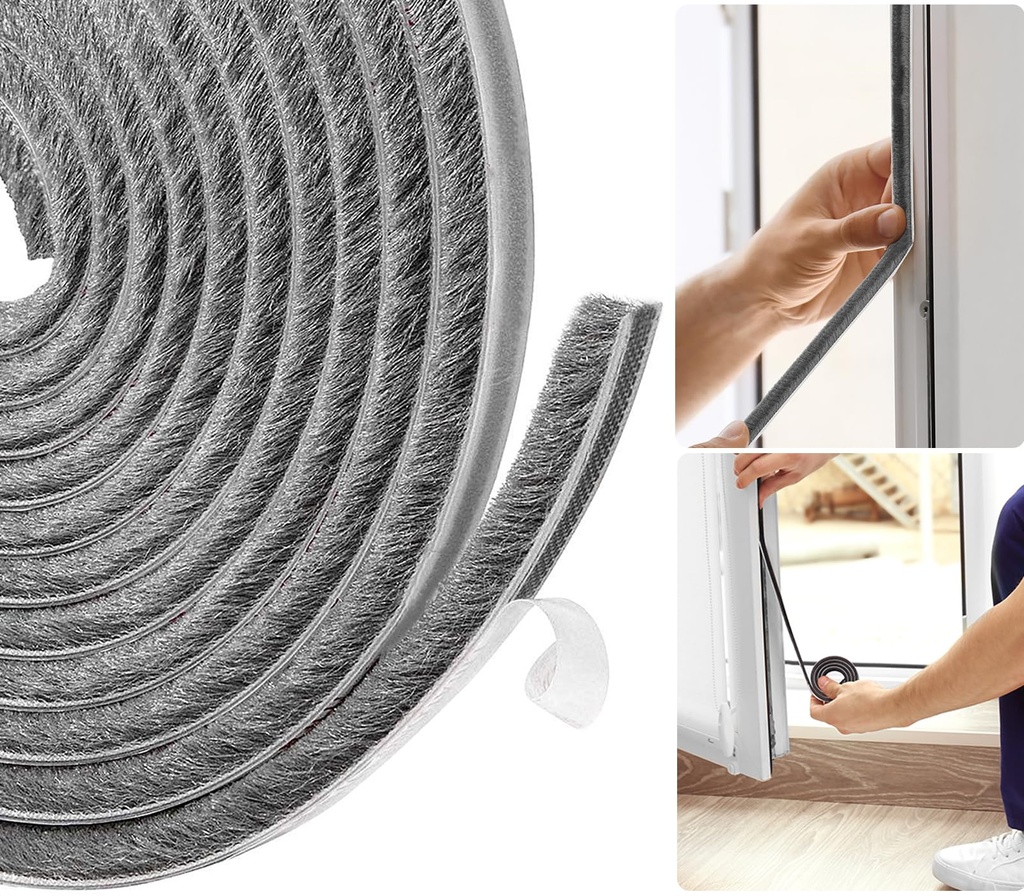 AFAXINRIE Door Draft Excluder, Window Draught Excluder, 5Meters(L) x 9 mm(W) x 5mm(T) Self-