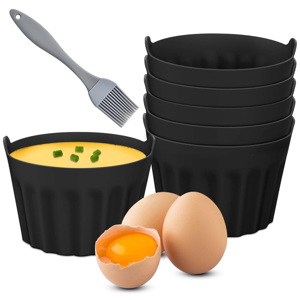 6 Pcs Silicone Air Fryer Egg Poacher Cups - Nonstick Ramekins for Air Fryer/Microwave/Oven,