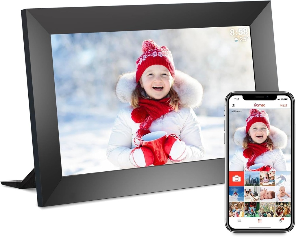 32GB FRAMEO Digital Photo Frame, 10.1" IPS Touch Screen Smart WiFi Digital Picture Frame, Auto-Rotate