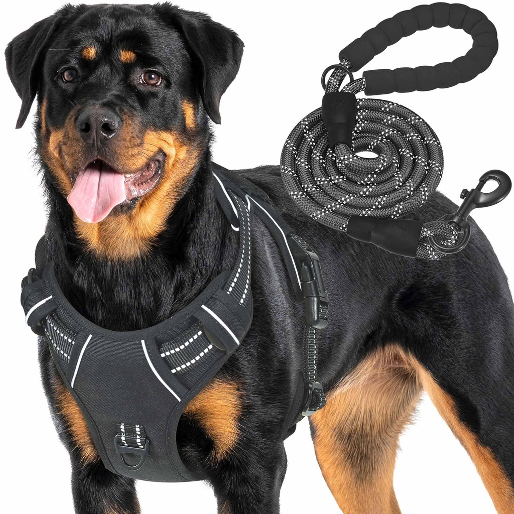 Haapaw Heavy Duty Tactical Dog Harness for Large Dogs, No Pull Adjustable Pet Harness Refle