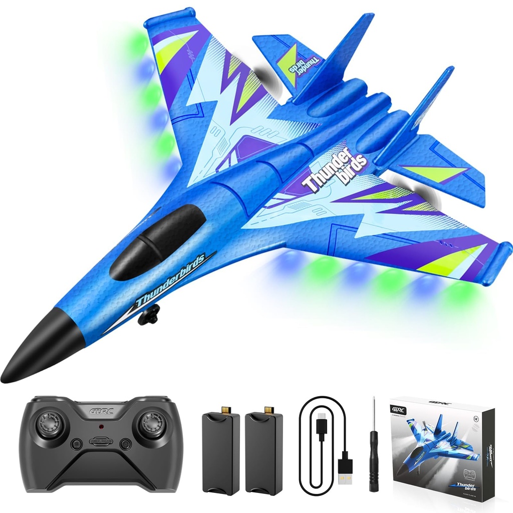 4DRC G6 RC Plane with 2 Take-off Modes, 2 Batteries and Light, 2.4GHz 4 Channel Foam Remote