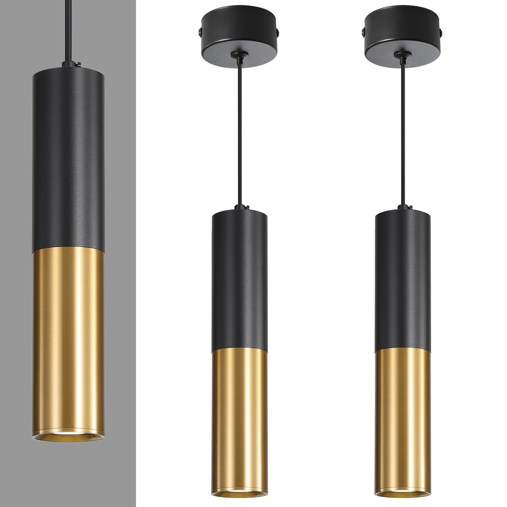 Mikeru 2 Pack Cylinder Ceiling Suspension Pendant Light, 3 Color Temperature 3000k/4500k/65