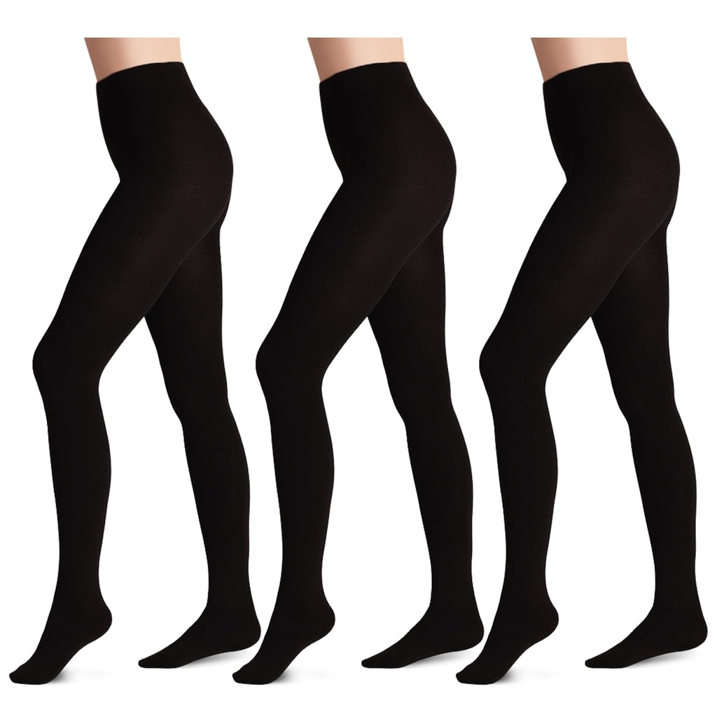 Kotashion 3 Pairs Women Black Opaque Soft Tight,80D Thermal Elasticity Women's Tights,Panty