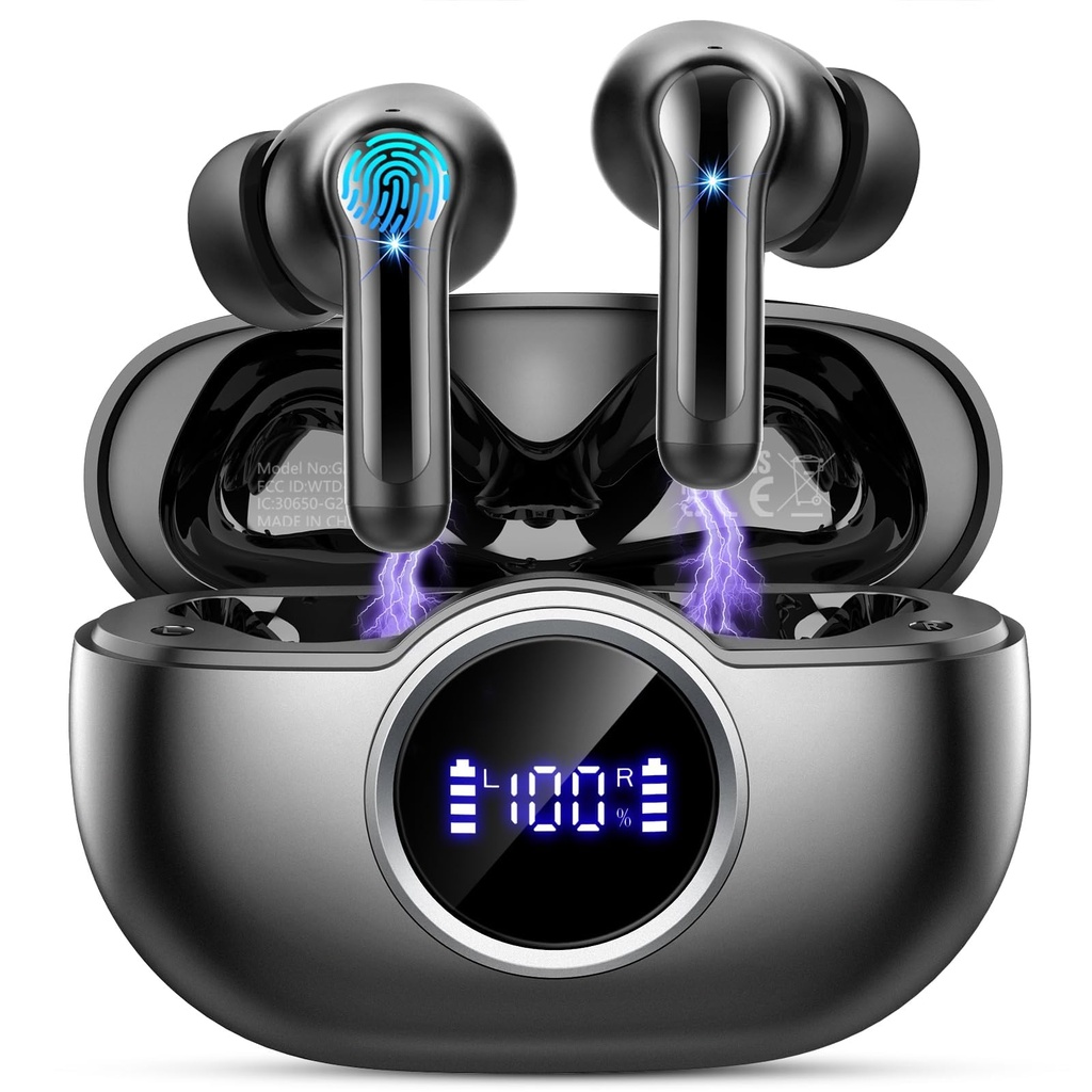 Wireless Earbuds, Bluetooth 5.4 Headphones in Ear with 4 ENC Ear Buds, 2025 New Wireless He