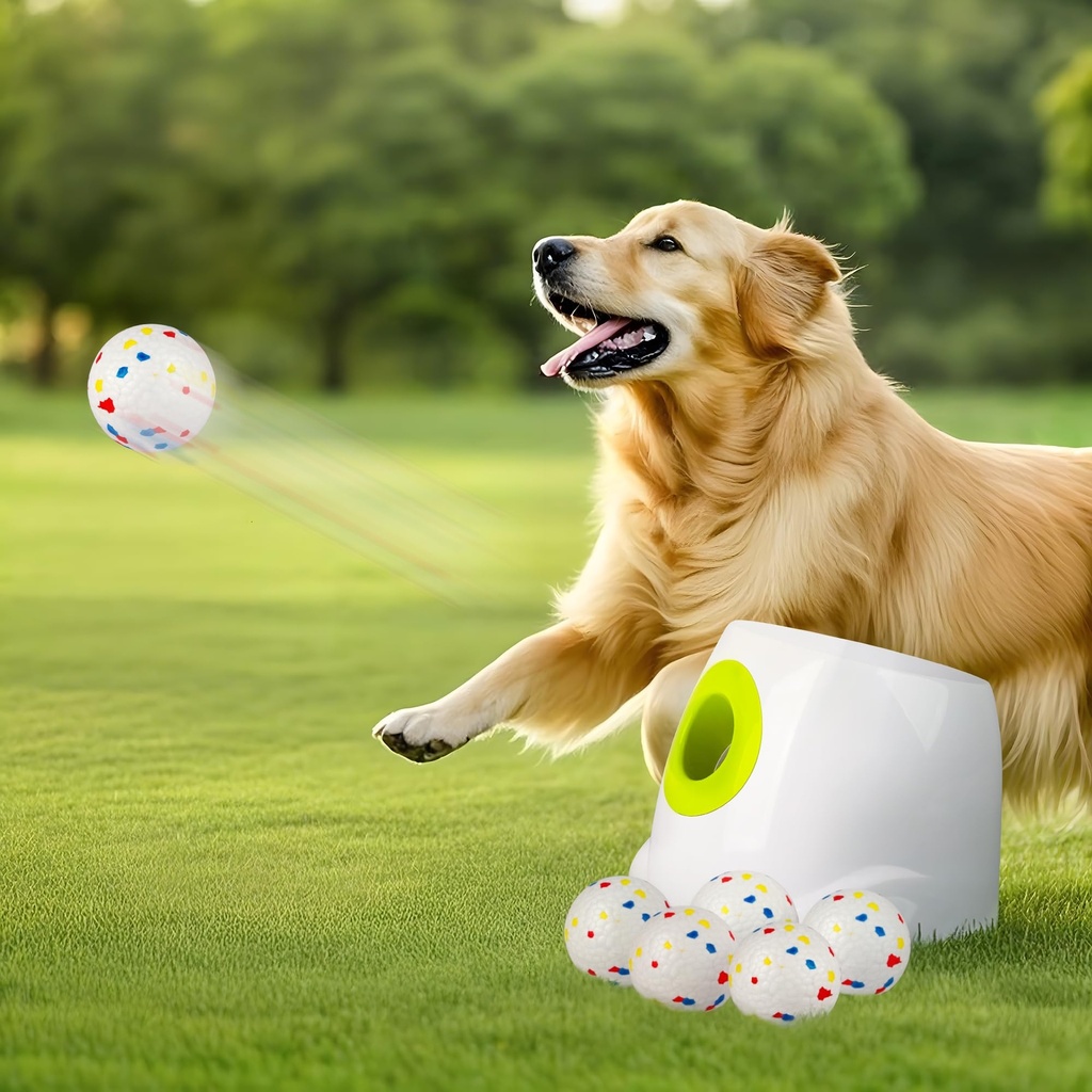 ALL FOR PAWS Automatic Dog Ball Launcher with 6PCS 2.5in EPTU Balls, Ball Thrower 