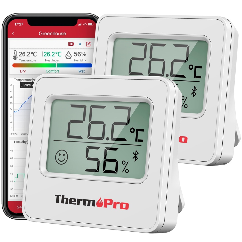 ThermoPro TP357 Room Thermometer Indoor Bluetooth Hygrometer Humidity Meter and Temperature