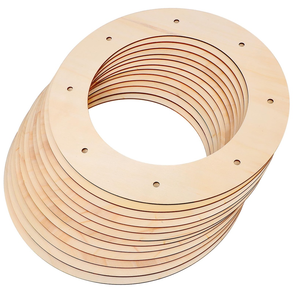 NUOBESTY 12Pcs Wooden Wreath Frames 12 Inch Round Garland Hoops for DIY Flower Wreaths 