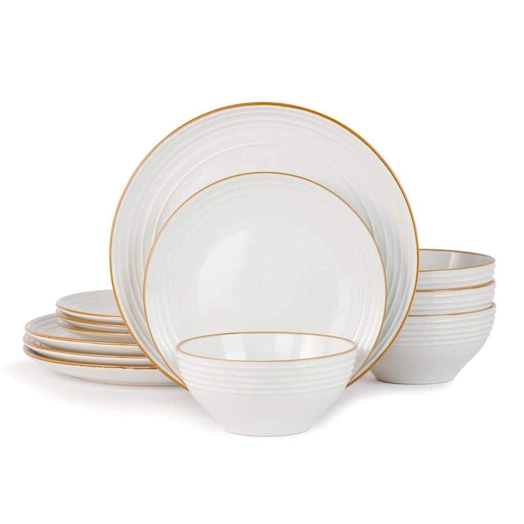 Richmount Jupiter Plates and Bowls Set, Reactive Glaze Dinner Set for 4, 12 Pieces Stoneware